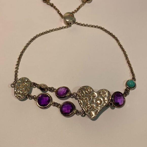 Big Heart Turquoise & Sterling Silver Bracelet - Picture 2 of 2